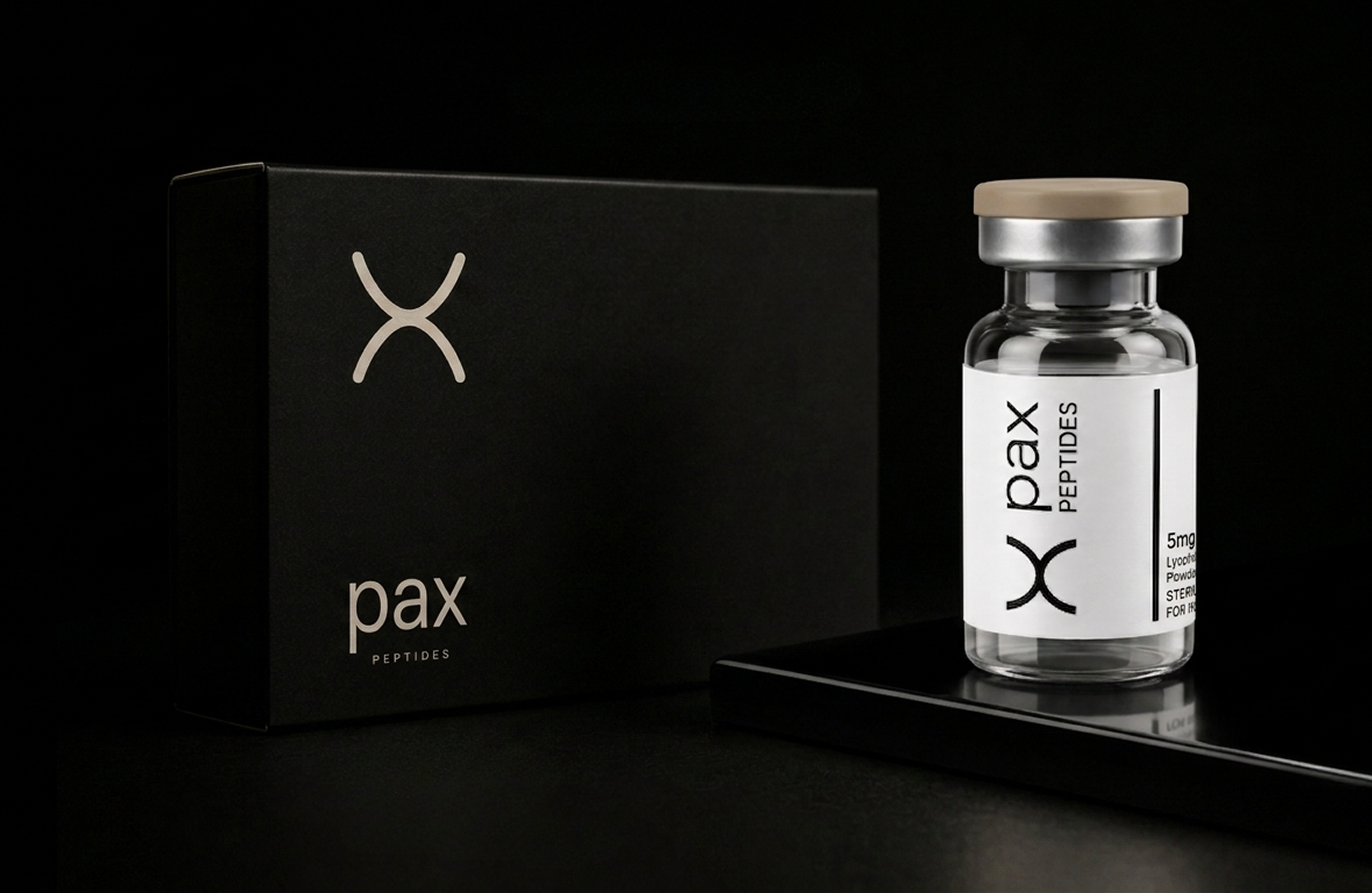 Pax Peptides vial and packaging